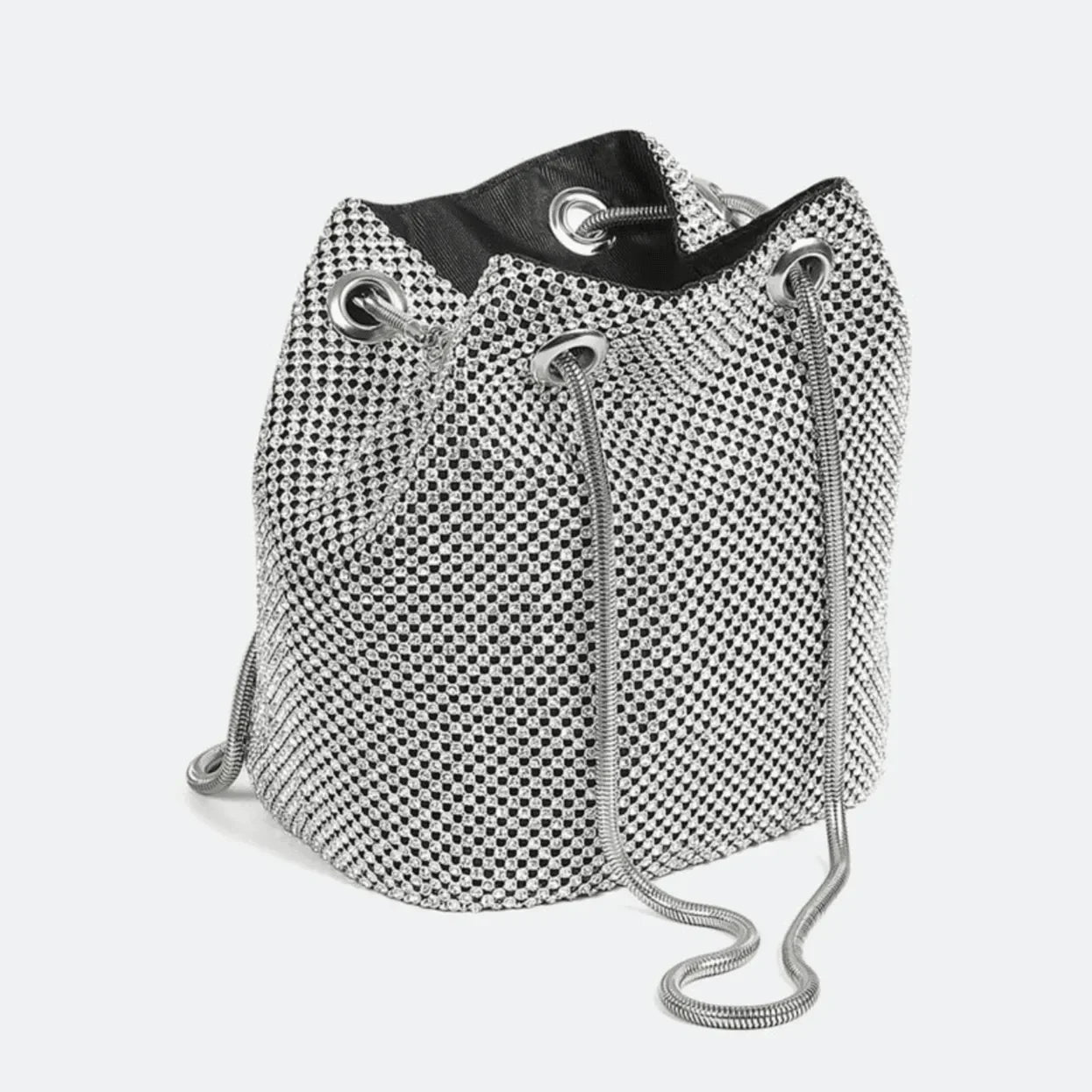 crystal-embellished bucket bag, evening accessory
