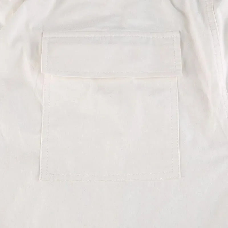 white denim jacket with front flap pocket