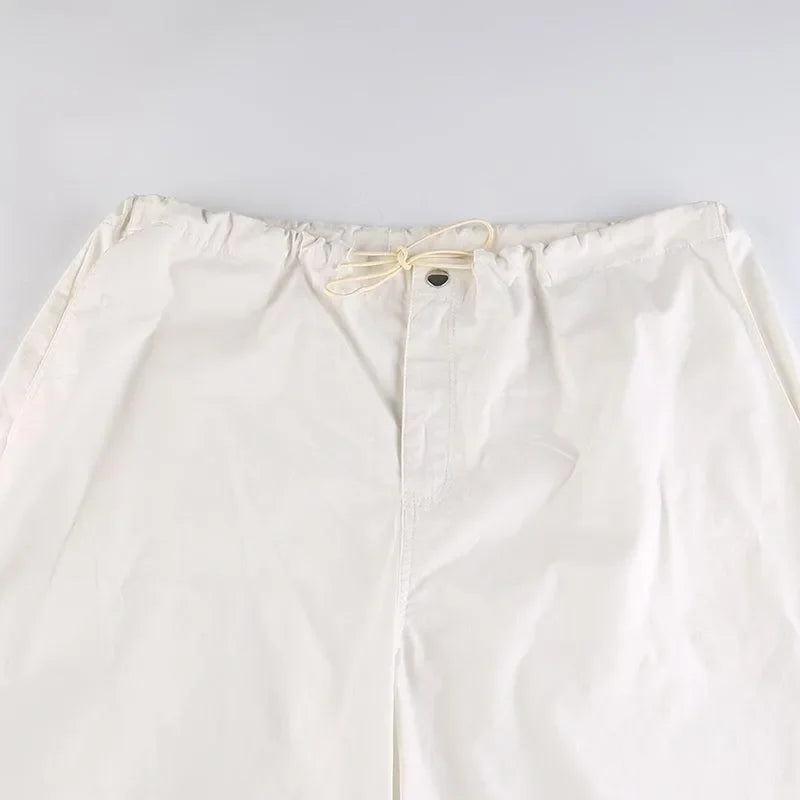 white drawstring waist pants, casual wear