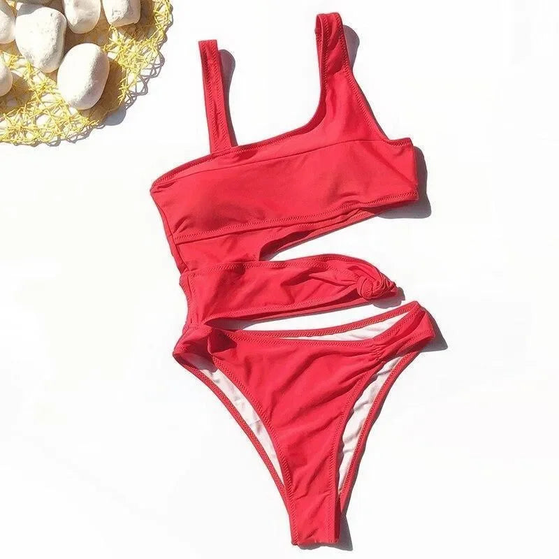 Candy Crush Asymmetrical Cut Out One-Piece Swimsuit - White / S - Mermaid Way