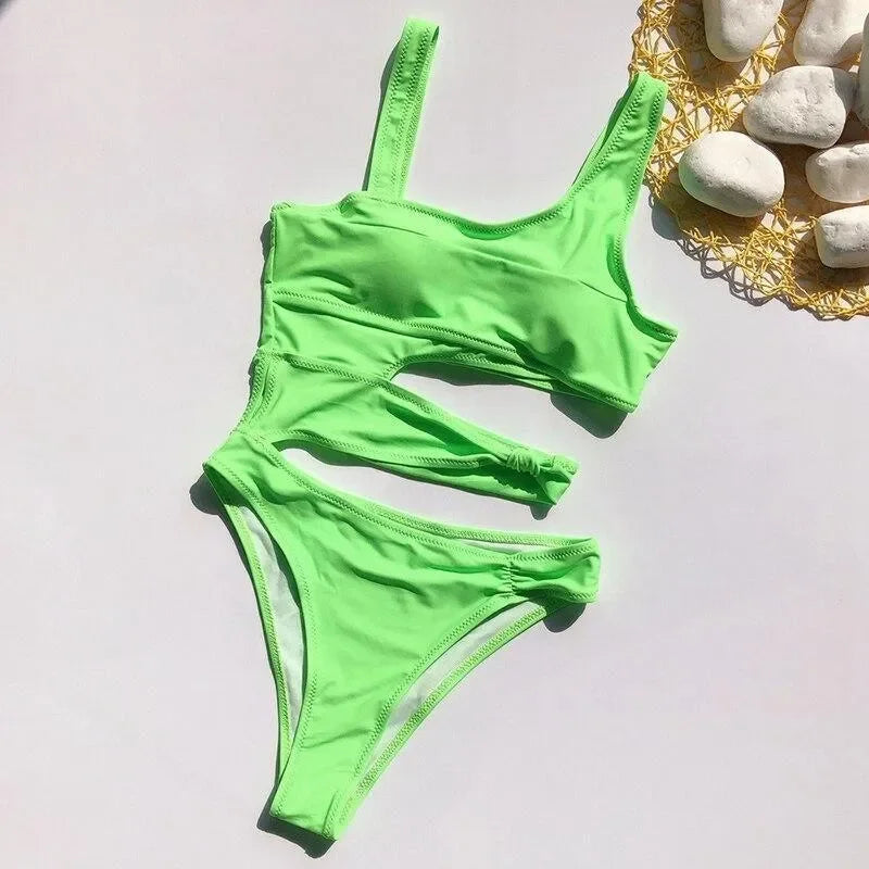 Candy Crush Asymmetrical Cut Out One-Piece Swimsuit - White / S - Mermaid Way