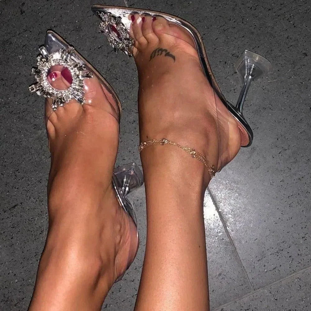 Cinderella Pointed Toe Crystal Brooch Heels🧜‍♀️Mermaid Way