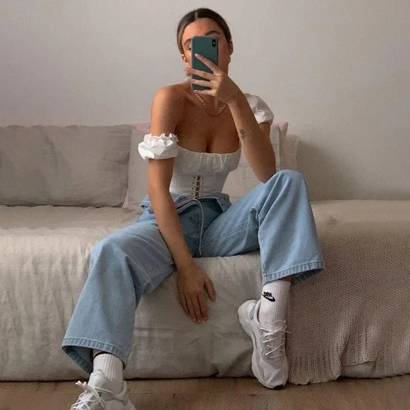 Cornelia Off The Shoulder Corset Top - White / S - Mermaid Way