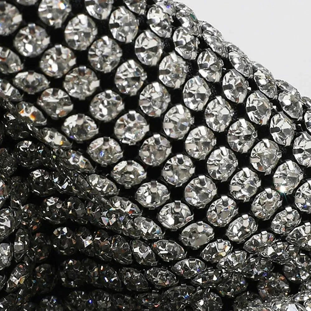 rhinestone embellished fabric, ideal for evening wear