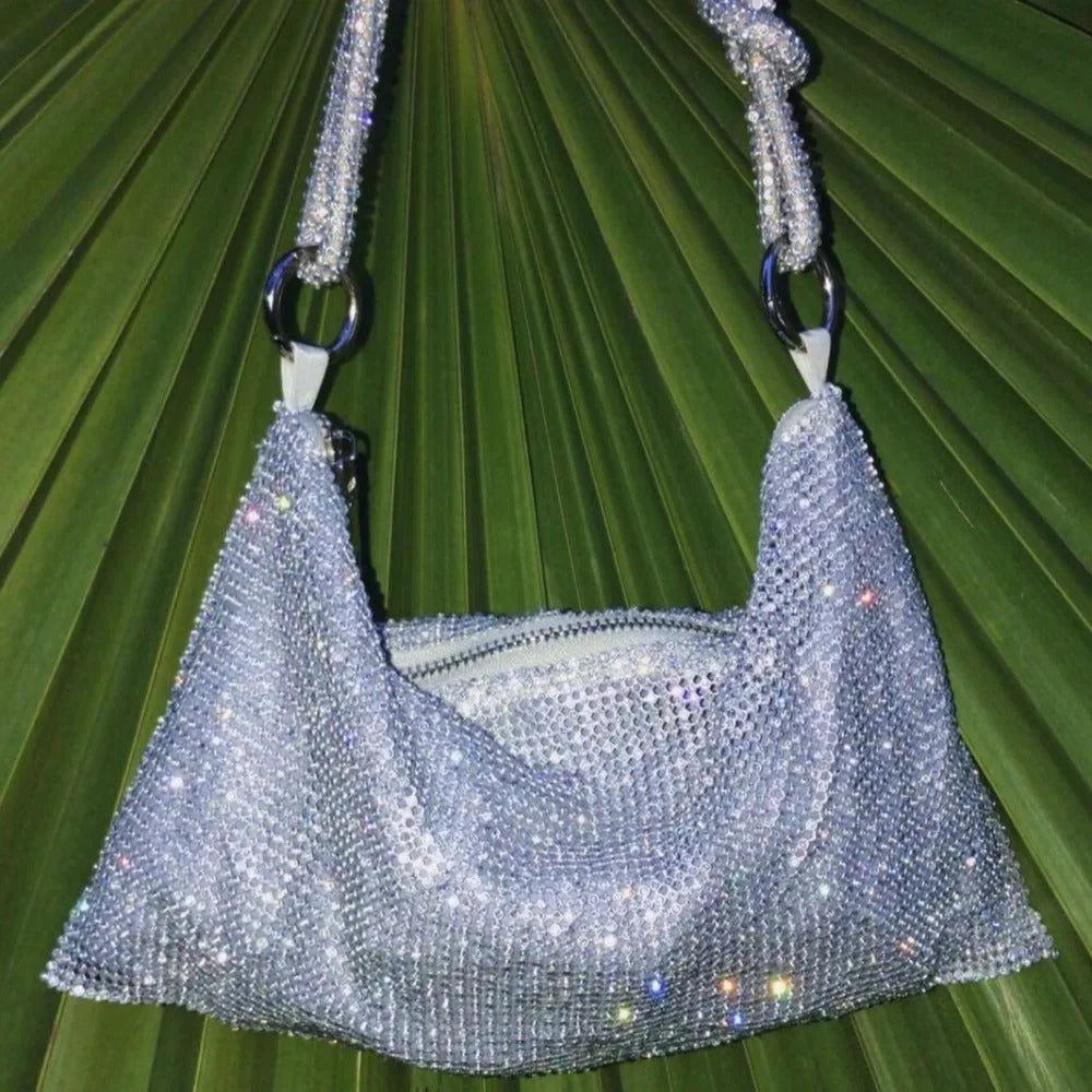 rhinestone shoulder bag with shimmering detail