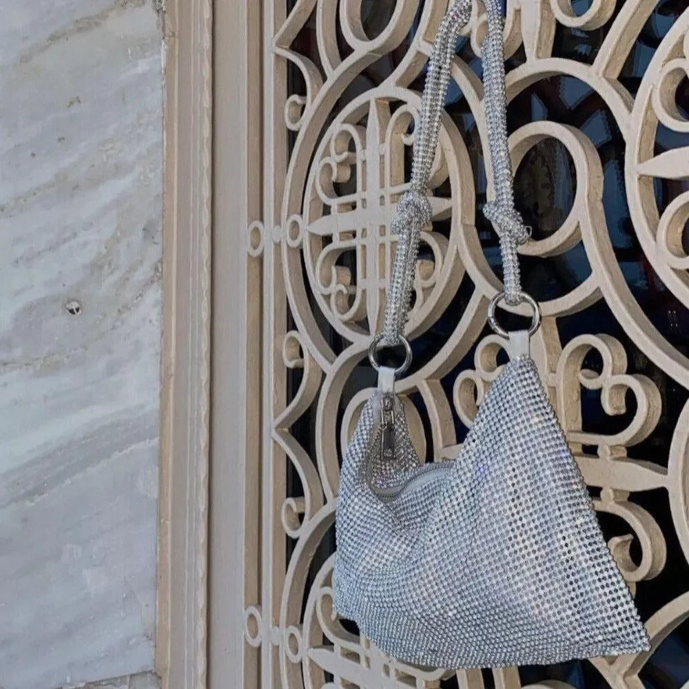 rhinestone shoulder bag, party accessory