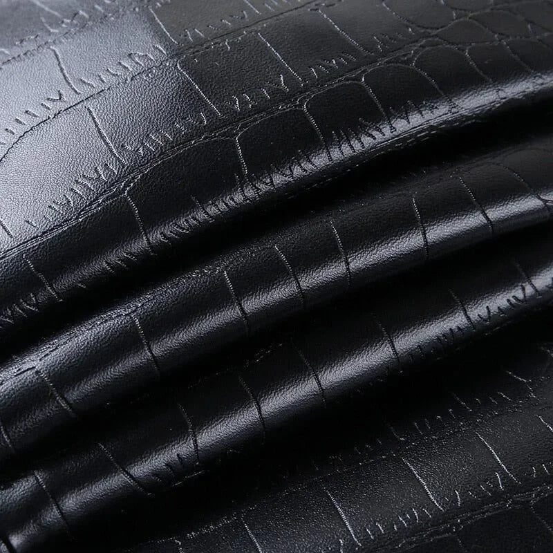 black faux crocodile leather texture, evening style