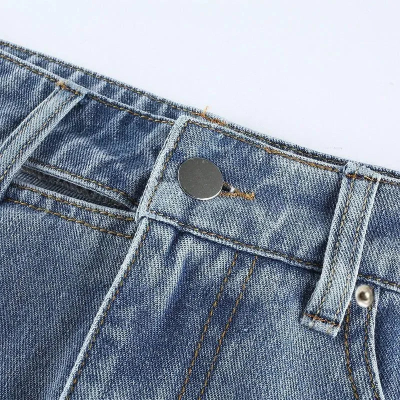 denim skirt with button detail
