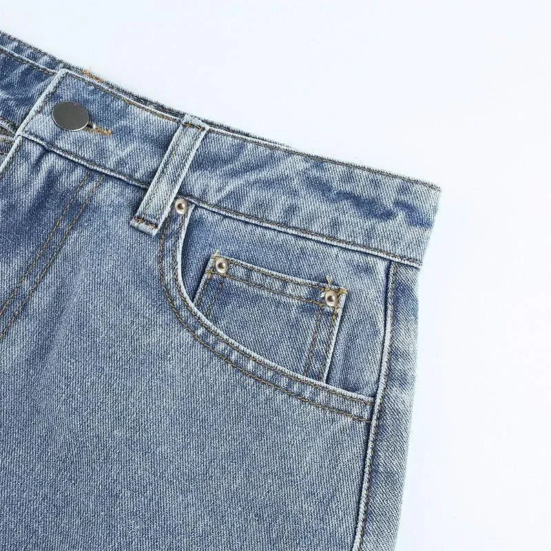 denim high-waisted jeans