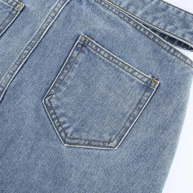 denim mini skirt with back pocket detail