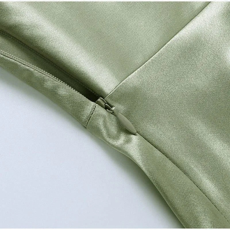 satin fabric detail with side zipper