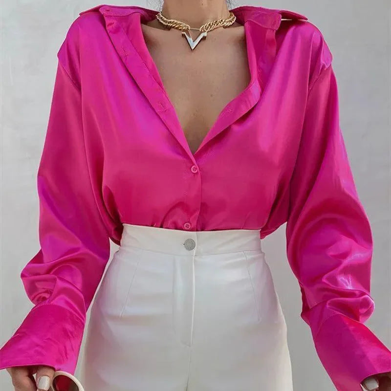 Madamoiselle Satin Blouse - Blue / S - Mermaid Way