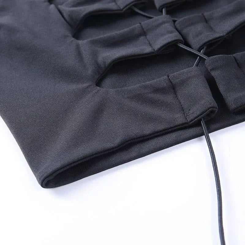 black cut-out bodycon dress detail, party outfit