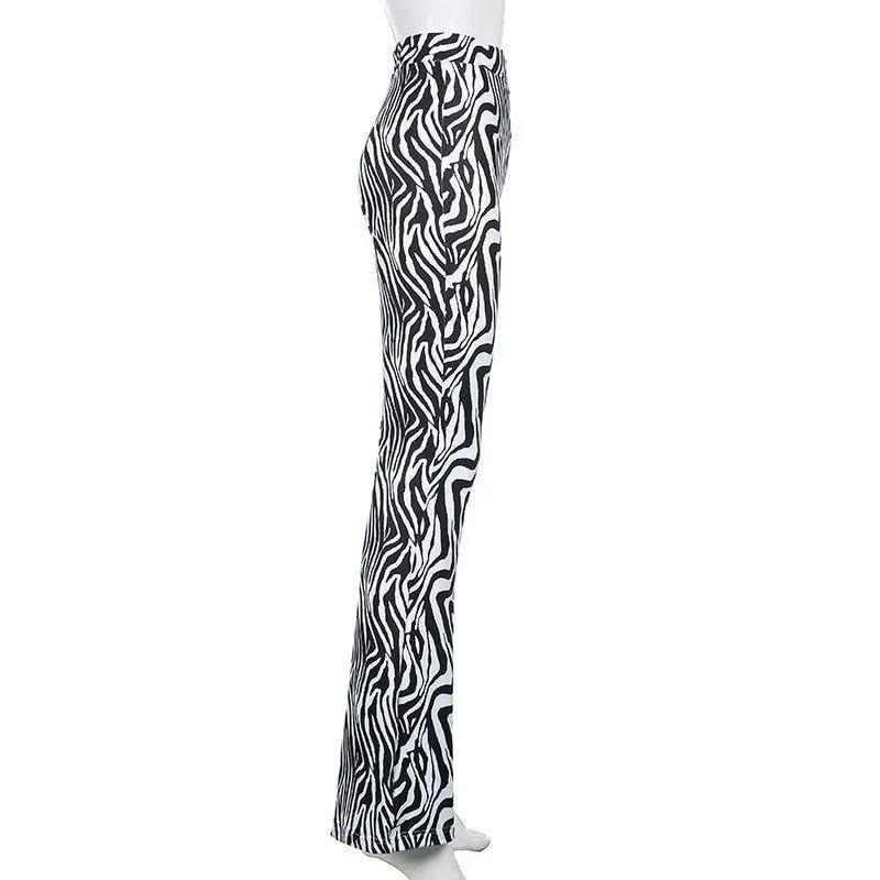 zebra print flare pants
