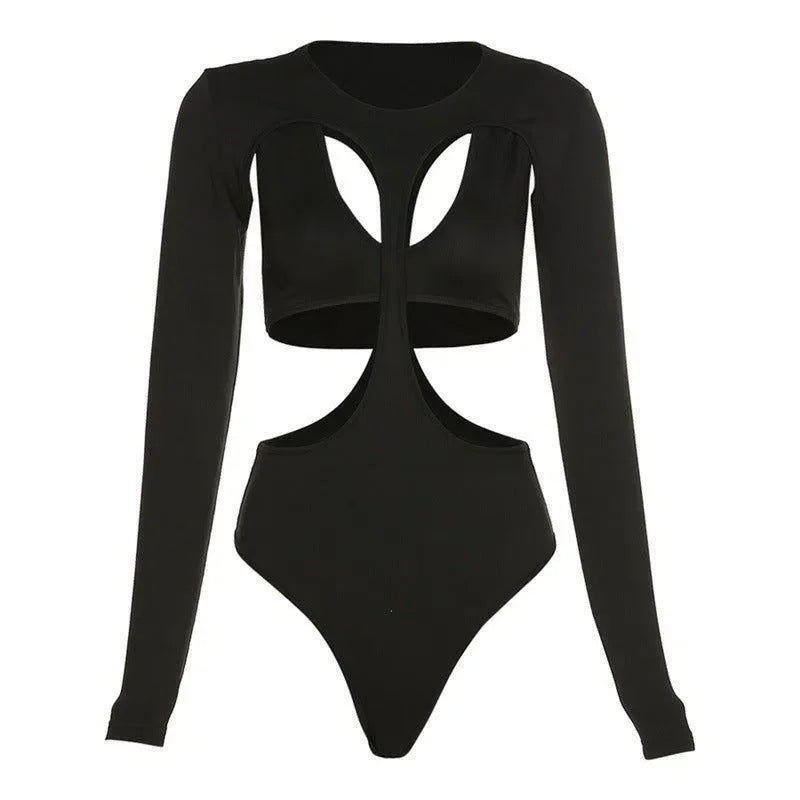 cut-out long-sleeve bodysuit, night-out style