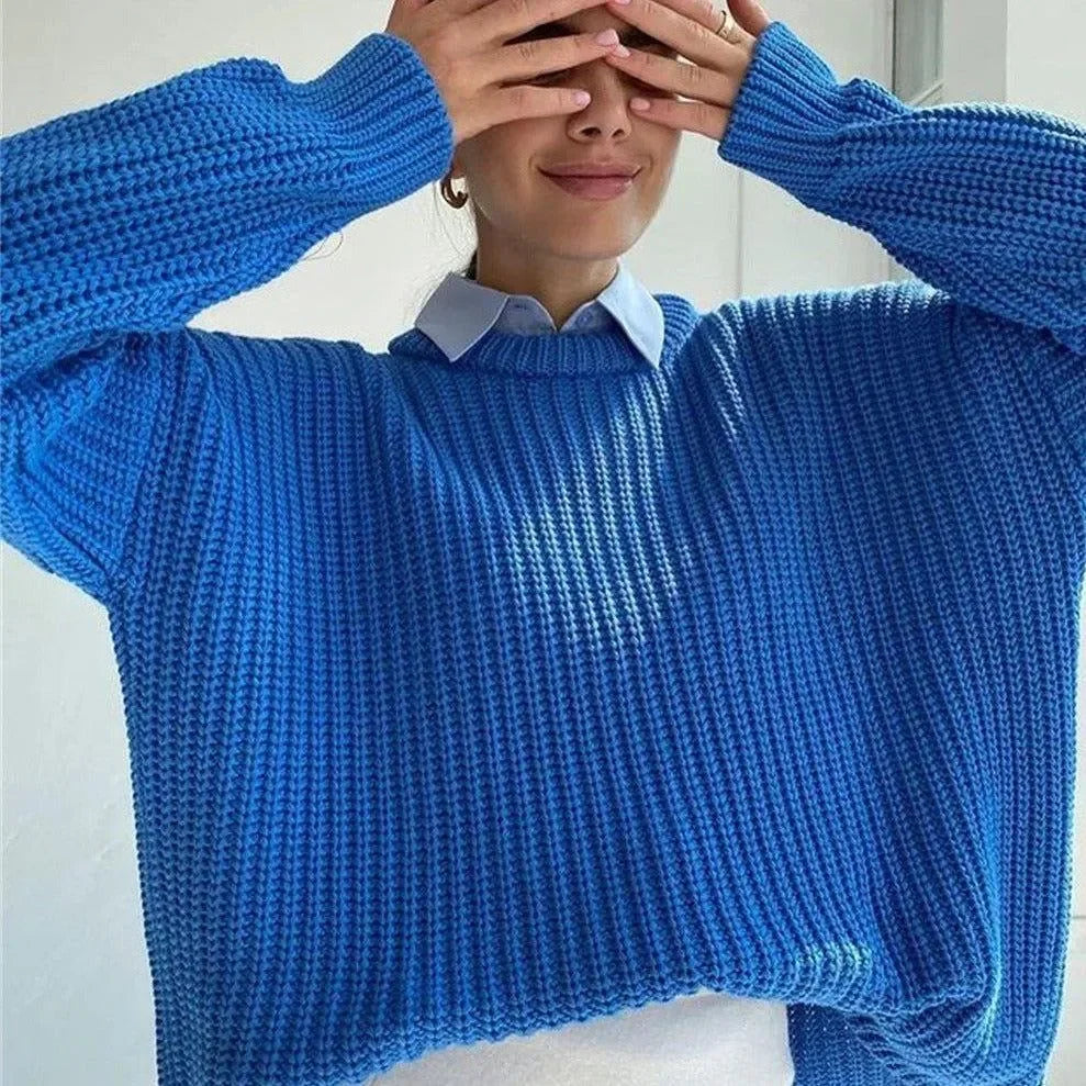 Sunset Trip Thickened Oversized Knitted Sweater - Blue / S - Mermaid Way