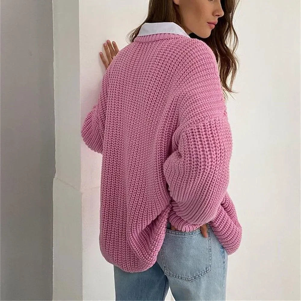 Sunset Trip Thickened Oversized Knitted Sweater - Orange / S - Mermaid Way