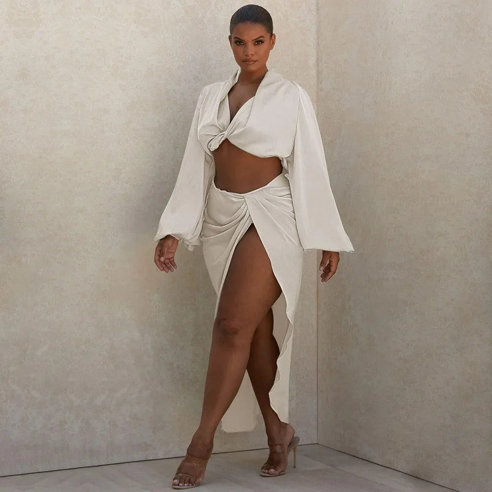 Winona Satin Two Piece Set - Light Green / S - Mermaid Way