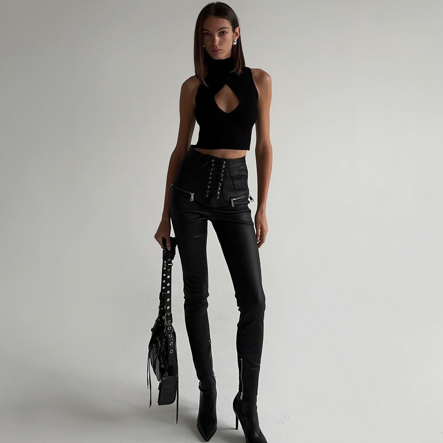 Moto Diva High Waist Leather Pants