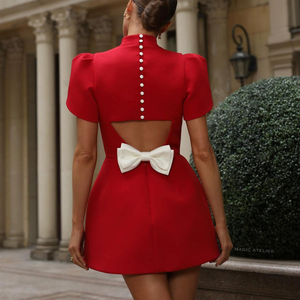 Elegant Occasion Cut Out Bow Mini Dress