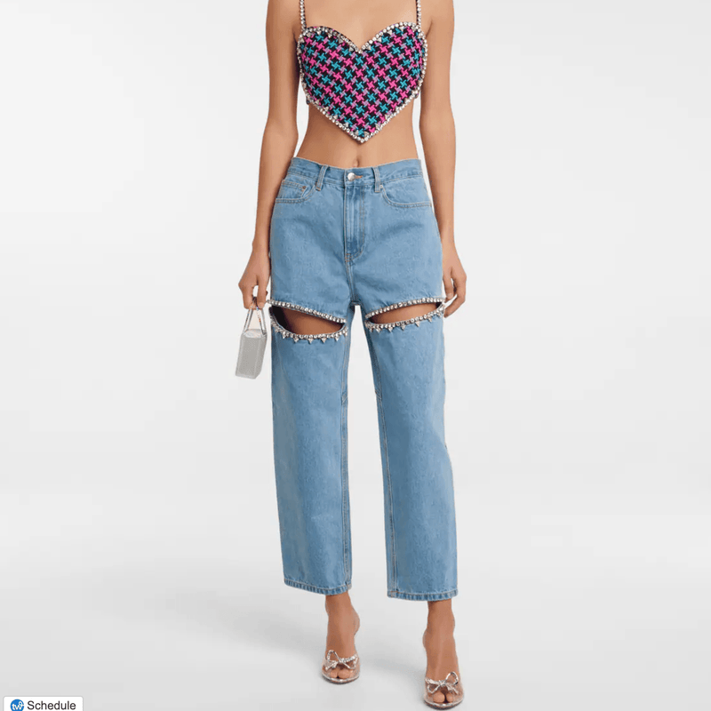 Gorgeous You Embellished Cutout High-Rise Jeans - Pants - Mermaid Way