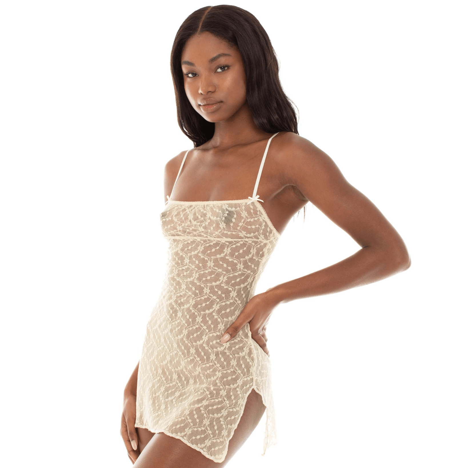 Flirty & Fabulous Sheer Vintage Floral Lace Mini Dress - Dresses - Mermaid Way