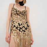 Adore Me Glitter Fringe Floral Sequin Mini Dress