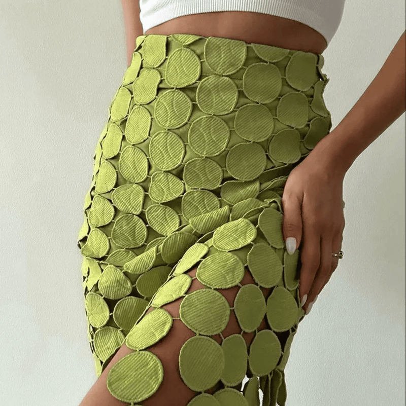 Lemon Tart Cotton Fringed Midi Skirt - Long Skirts - Mermaid Way