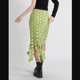 Lemon Tart Cotton Fringed Midi Skirt - Long Skirts - Mermaid Way