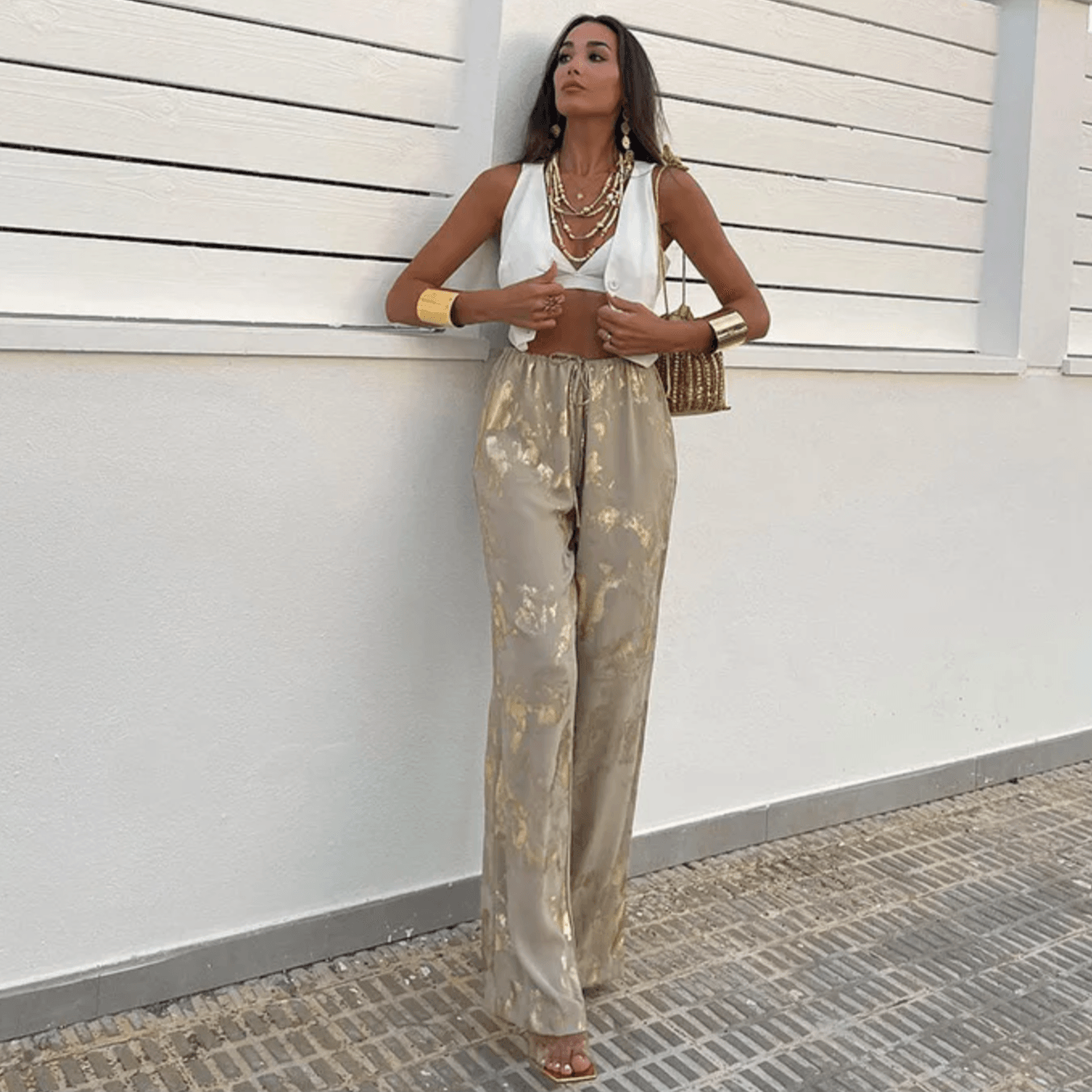 Golden Hour Drawstring Wide Leg Pants - Pants - Mermaid Way