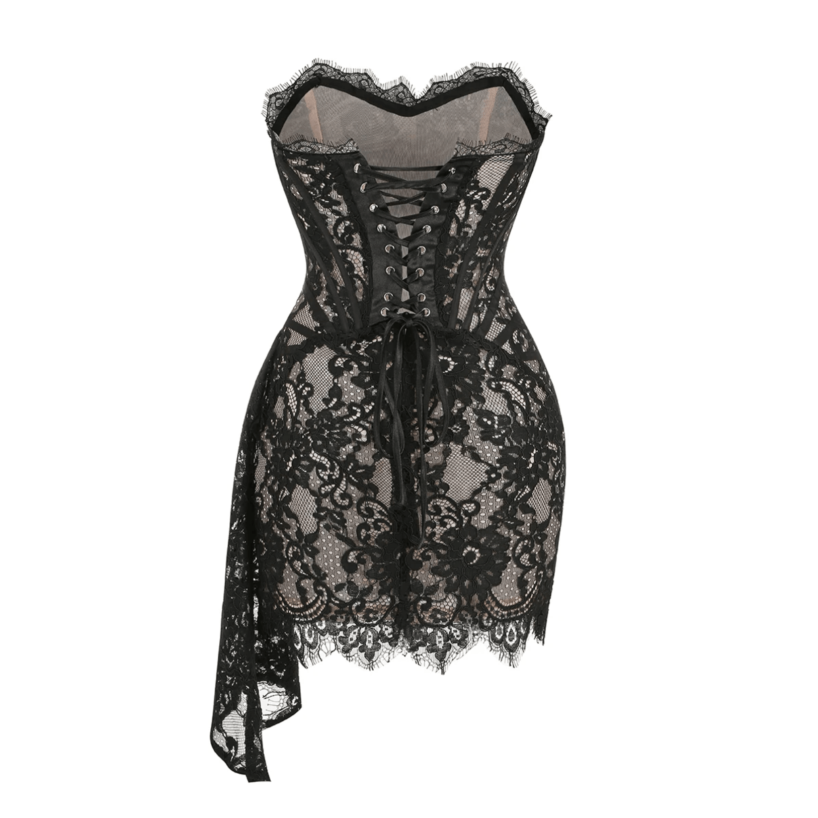 Lace Lure Corset Draped Mini Dress - Dresses - Mermaid Way