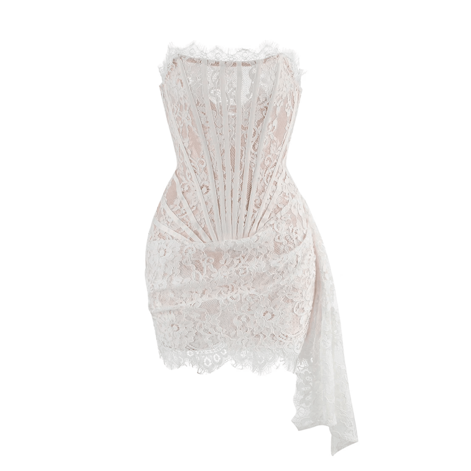 Lace Lure Corset Draped Mini Dress - Dresses - Mermaid Way