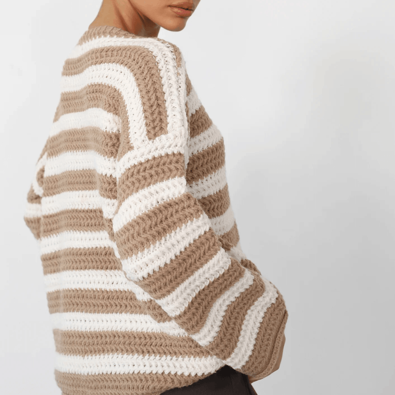 Cozy Charm Striped Wool Knitted Sweater - Shirts & Tops - Mermaid Way