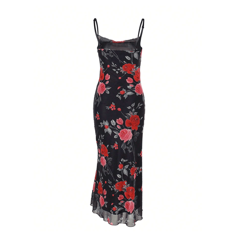 Rome Nights Flower Print Maxi Dress