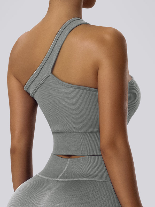 Zodiac One Shoulder Ribbed Crop Top