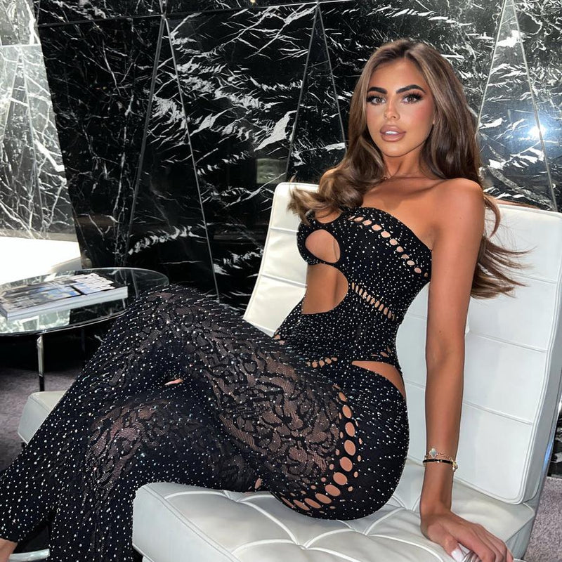 Bad Girl Rhinestone Embellished Jumpsuit