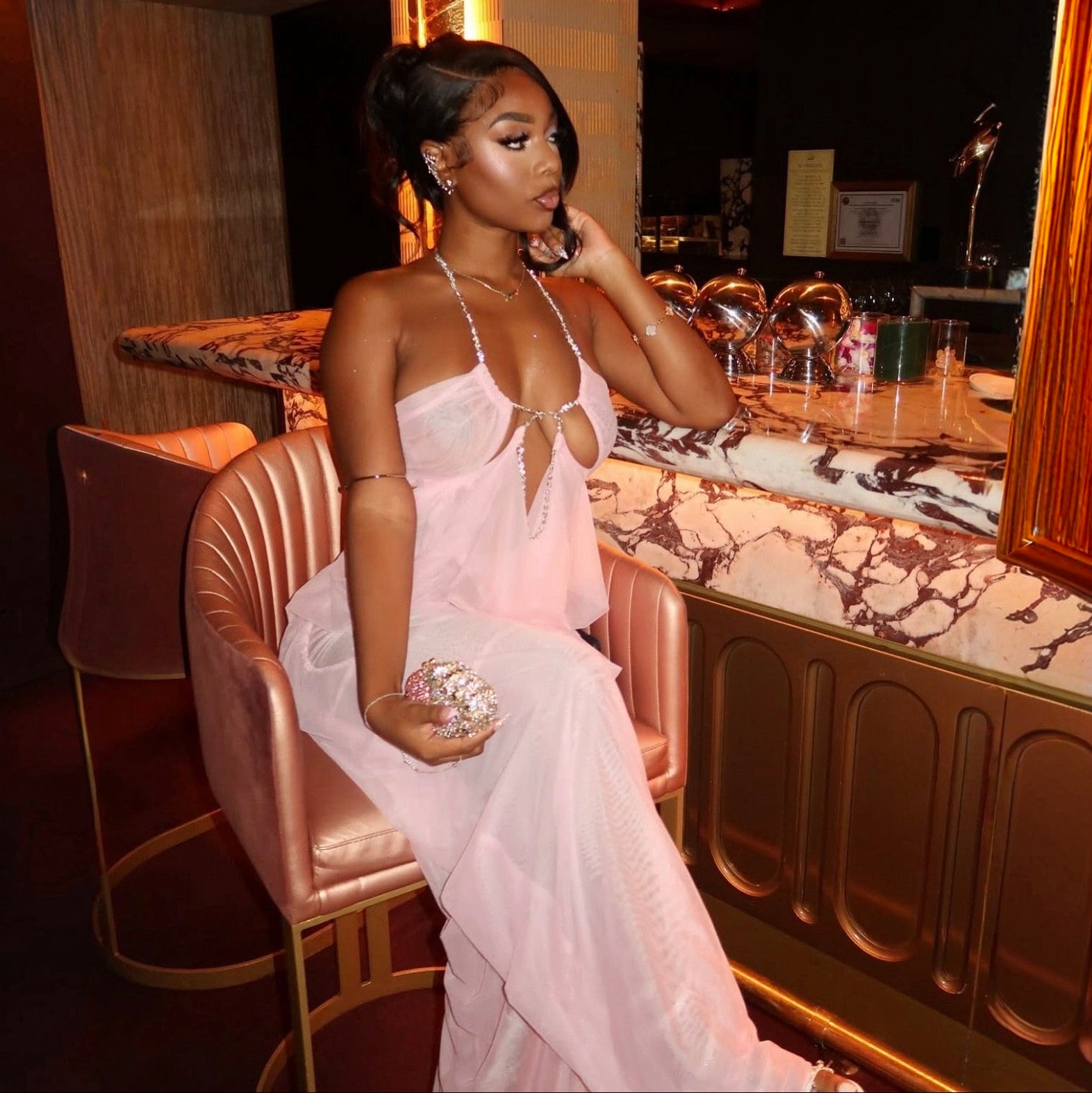 Coral Cascade Sheer Draped Pink Maxi Dress | Mermaid Way Coral Cascade Sheer Draped Pink Maxi Dress | Mermaid Way