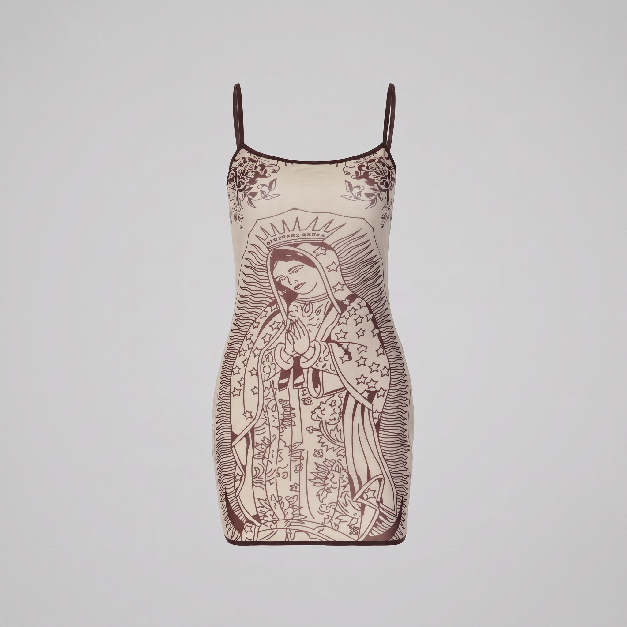 Euphoria Maddy Sacred Heart Bodycon Mini Dress on a light gray background