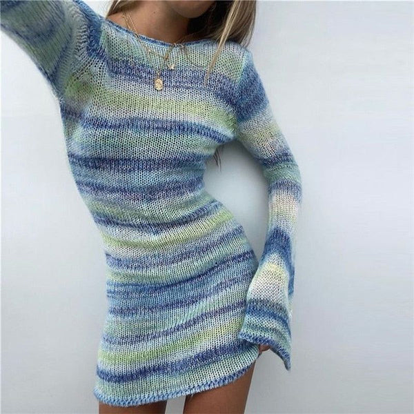 High Tide Knitted Long Sleeve Mini Dress - Dresses - Mermaid Way