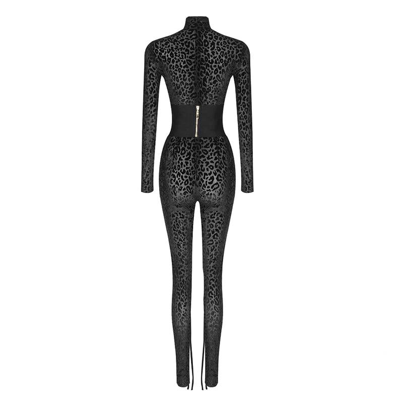 Black Panther Long Sleeve Belted Jumpsuit - Jumpsuits & Rompers - Mermaid Way