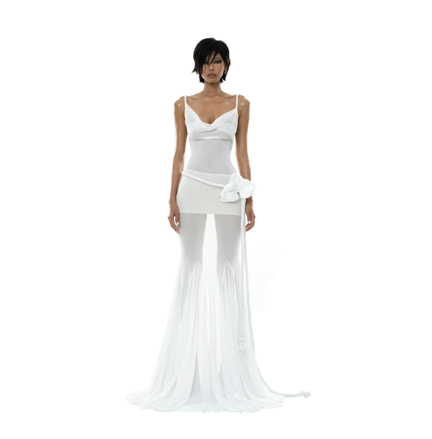 Kaia Mesh Maxi Dress With Matching Bra & Skirt