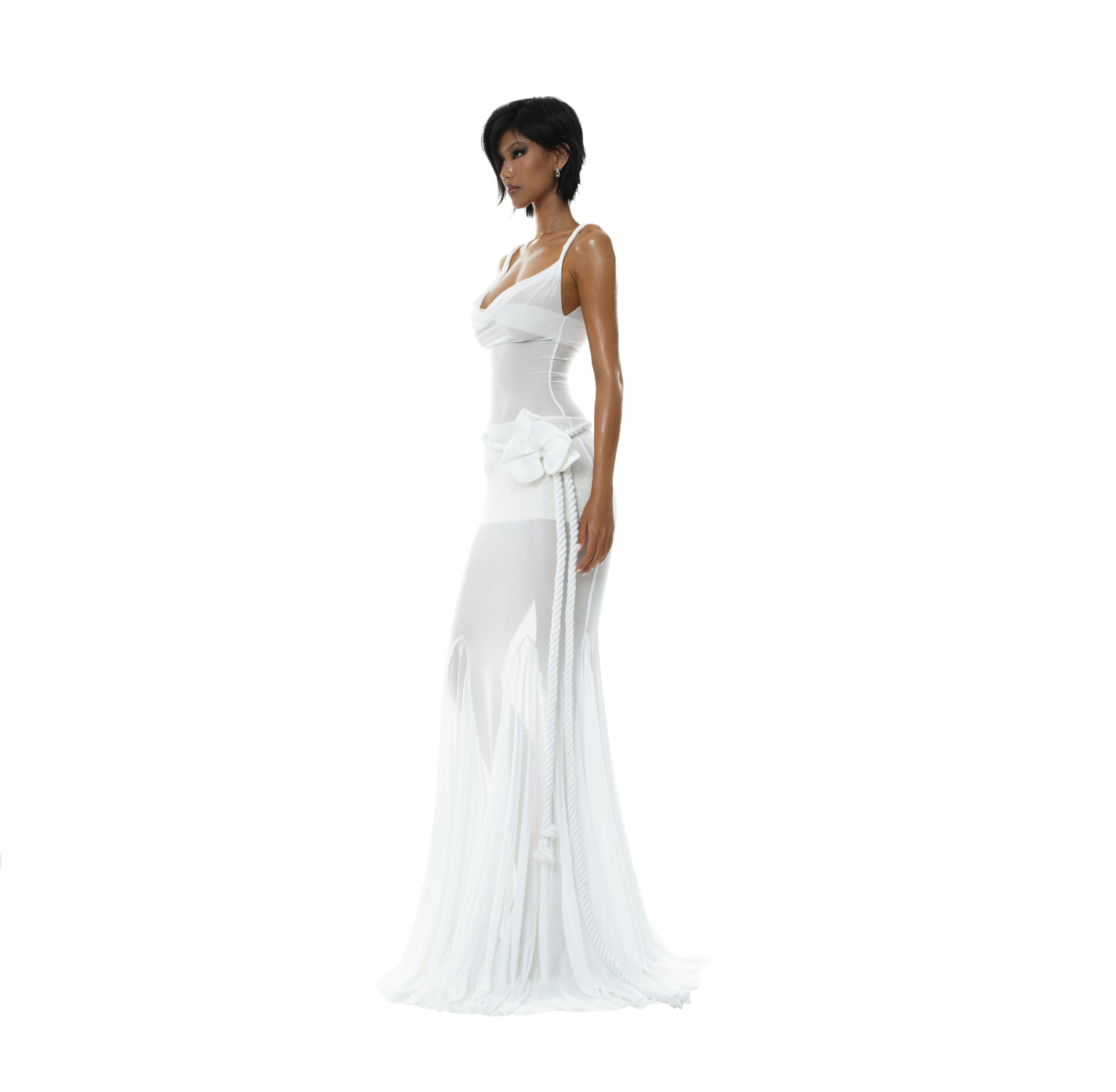 Kaia Mesh Maxi Dress With Matching Bra & Skirt