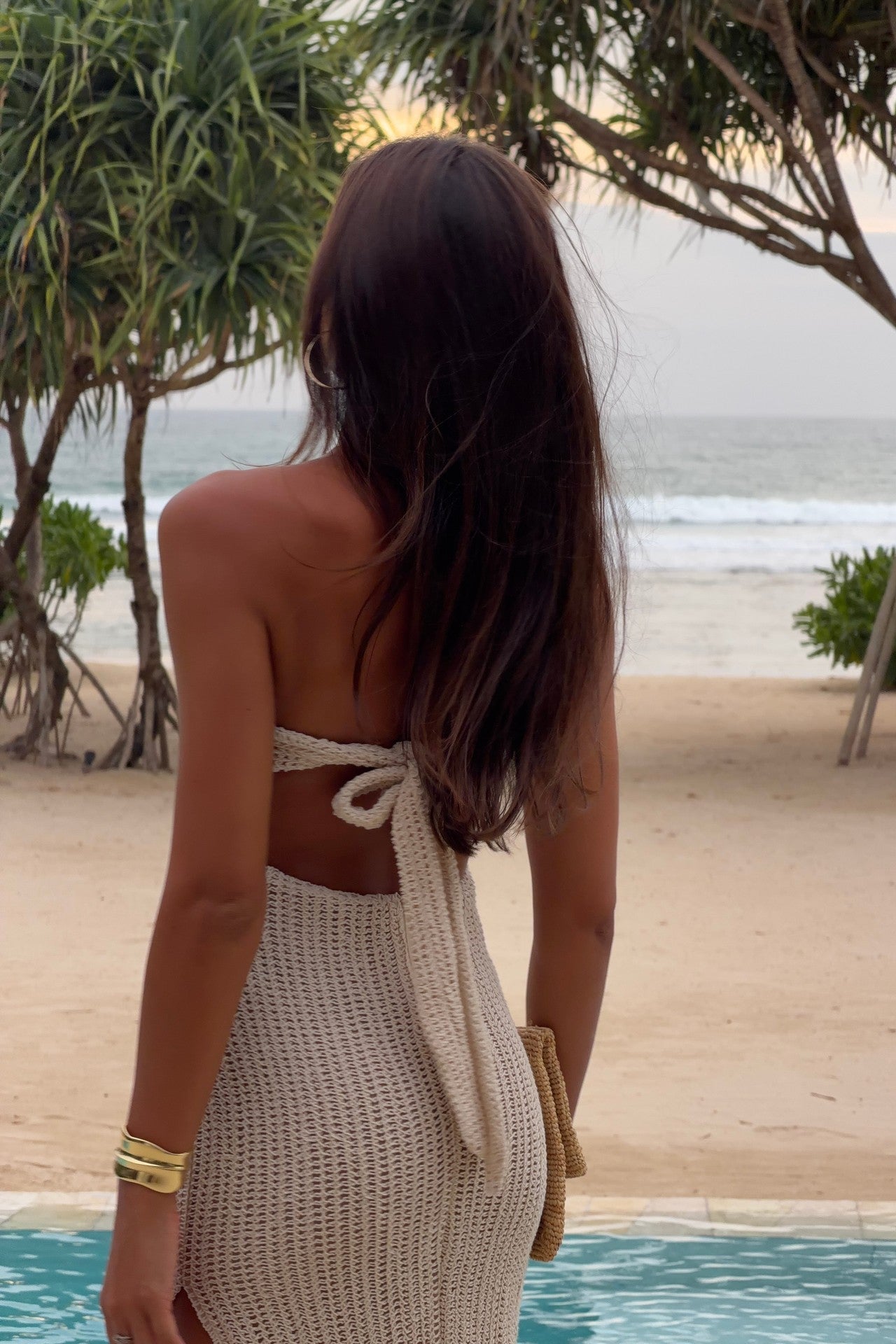 Lovis ivory knit cut-out maxi dress, full-length fashion editorial shot