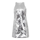Moonstone Foiled Faux Leather Mini Dress - Dresses - Mermaid Way
