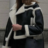 Toasty Hug Lambswool PU Leather Jacket - Coats & Jackets - Mermaid Way
