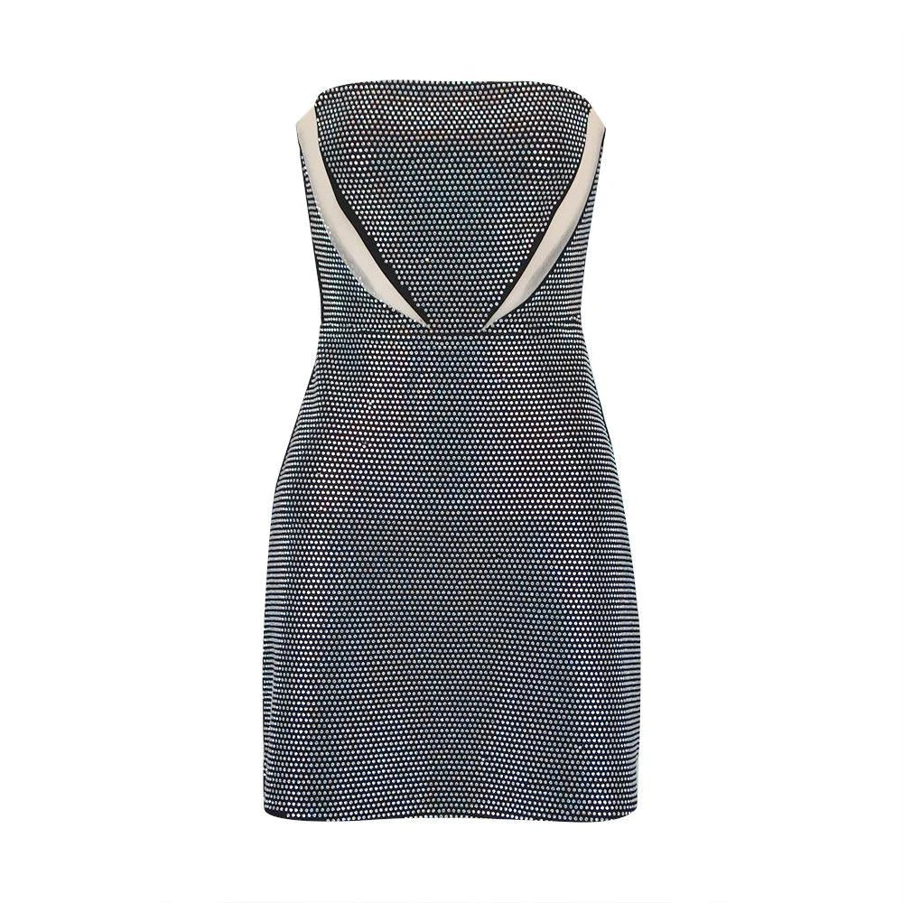 Midnight Haze Rhinestone Bodycon Mini Dress - Dresses - Mermaid Way