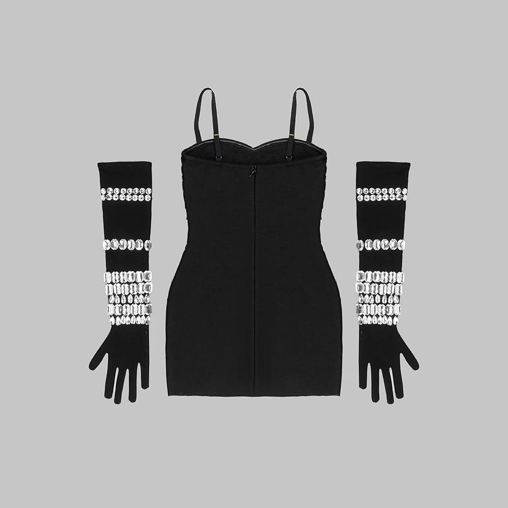 Look At Me Diamond Mini Dress With Gloves - Dresses - Mermaid Way