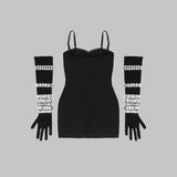 Look At Me Diamond Mini Dress With Gloves - Dresses - Mermaid Way