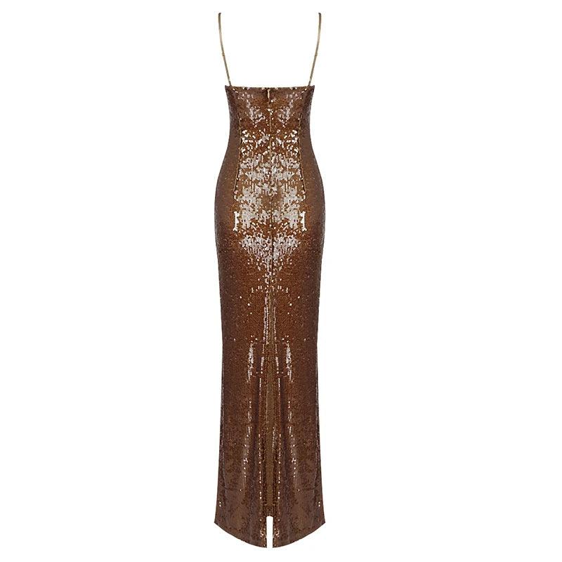 Brown Sugar Sequined Maxi Dress - Dresses - Mermaid Way