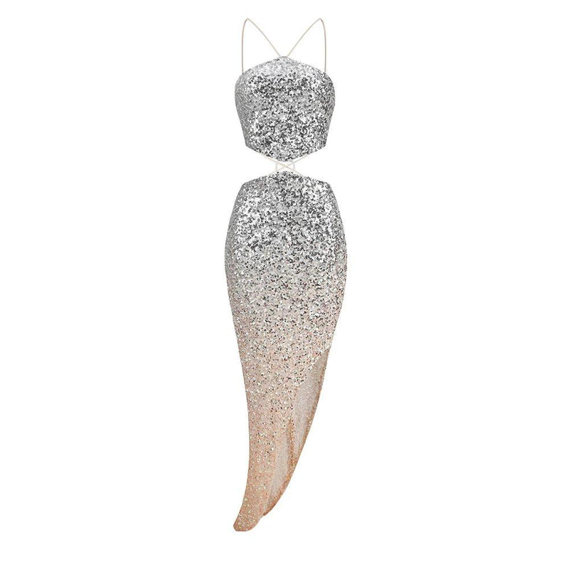 Coral Cascade Sequined Midi Dress - Dresses - Mermaid Way